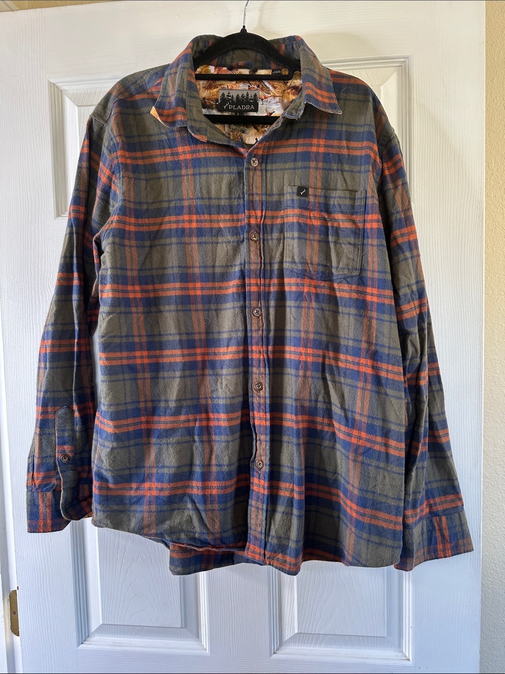 Pladra Plaid Button-Down Shirt — Olive Green & Orange
